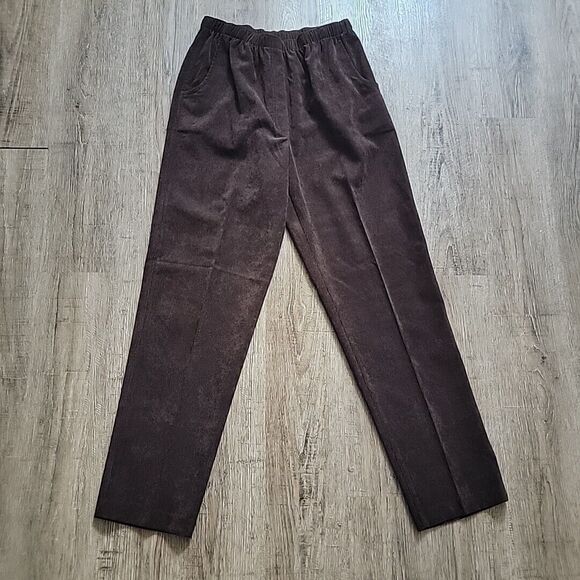 Alia Pull On Elastic Waist Corduroy Brown Pants ~ High Rise ~ Sz 8 ~ 30" Inseam - Picture 2 of 6